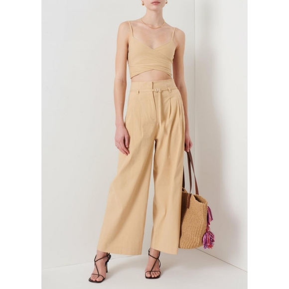 Derek Lam 10 Crosby | Sergio Linen Blend High Waist Wide Leg Pants Size 6 - Picture 1 of 11